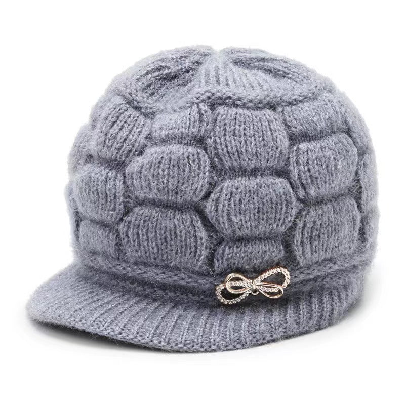 Women Winter Fleece Lined Knitted Warm Hat, Gray