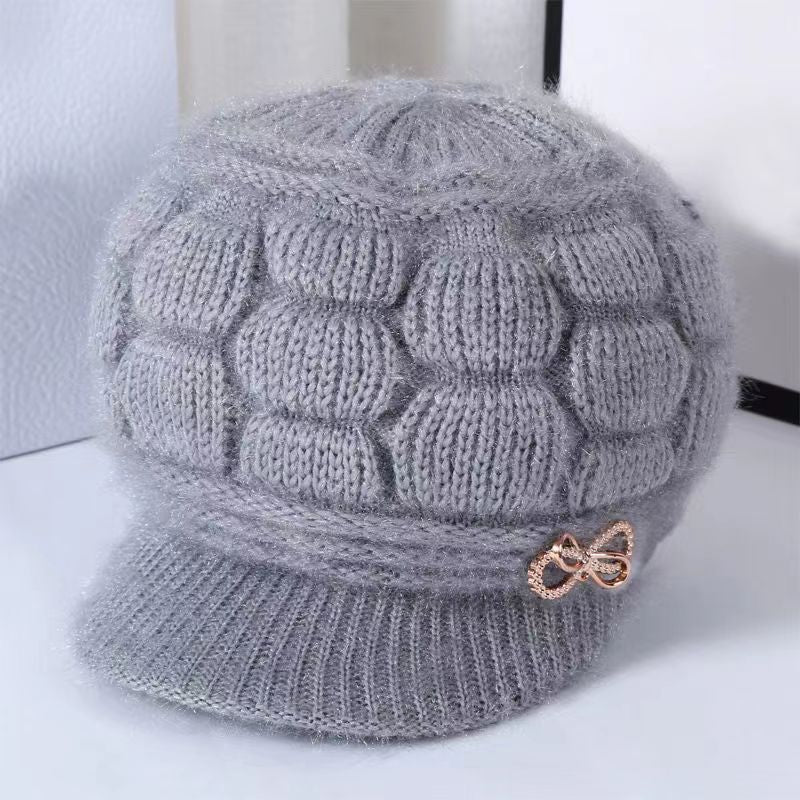 Women Winter Fleece Lined Knitted Warm Hat, Gray