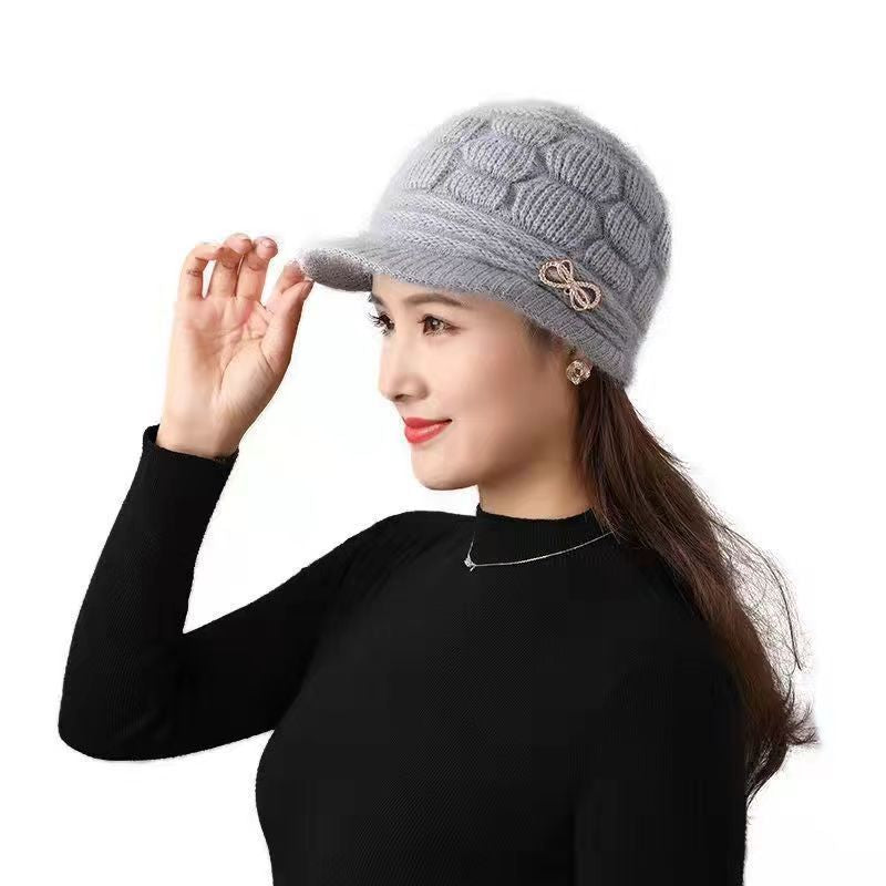 Women Winter Fleece Lined Knitted Warm Hat, Gray