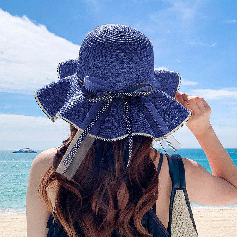 Women Quality Summer Straw Hat With Dot Bow, More Colors