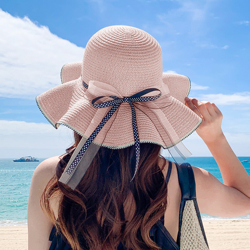 Women Quality Summer Straw Hat With Dot Bow, More Colors