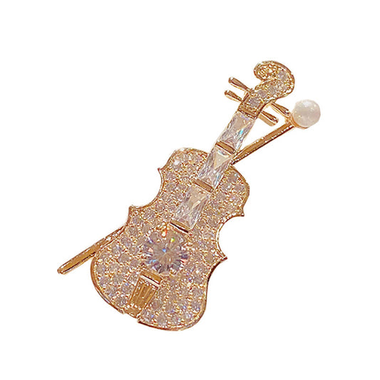 Women Creative Violin Brooch