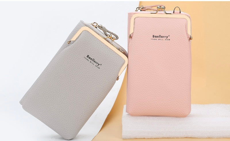 Fashion Quality Crossbody Long Bag for Phone, Light Pink