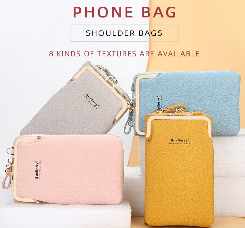 Fashion Quality Crossbody Long Bag for Phone, Light Pink