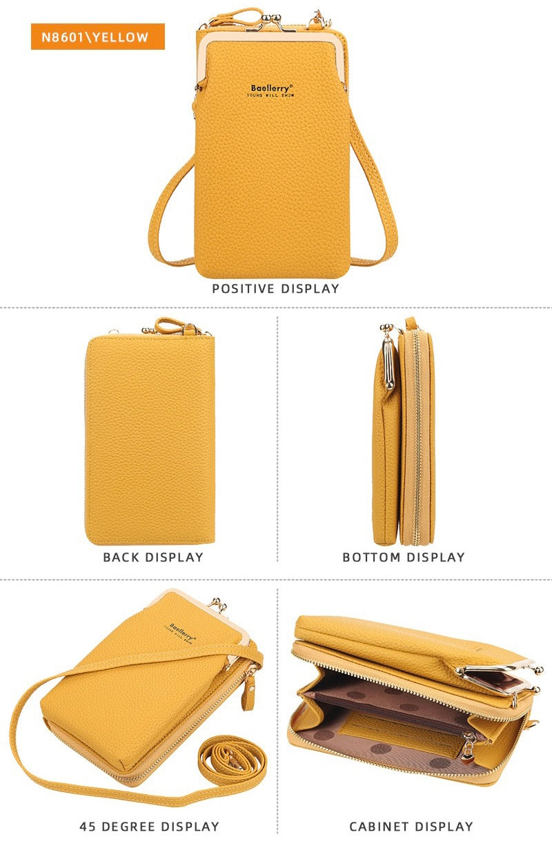 Fashion Quality Crossbody Long Bag for Phone, Yellow