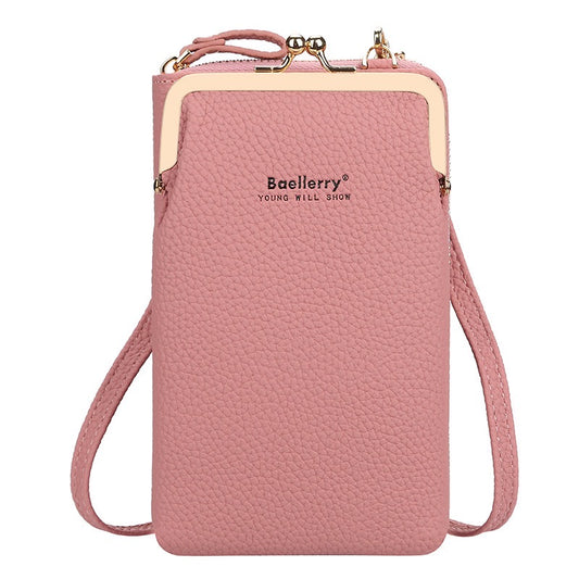 Fashion Quality Crossbody Long Bag for Phone, Dark Pink