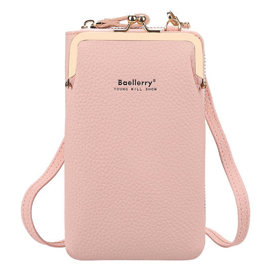 Fashion Quality Crossbody Long Bag for Phone, Light Pink