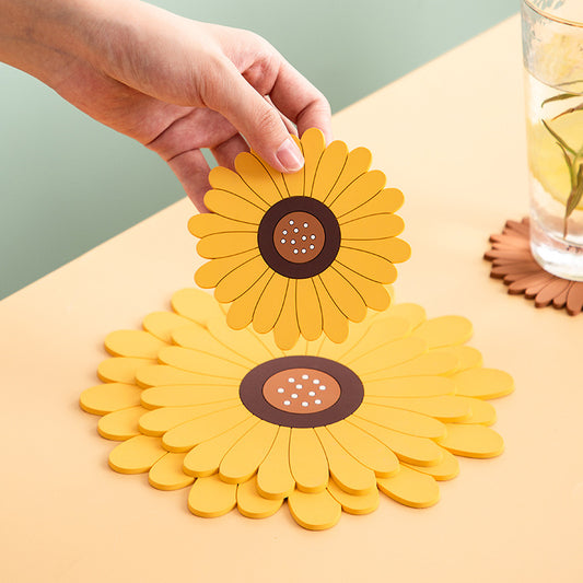 Yellow Sunflower Silicon Dish Mat, Non-Slip