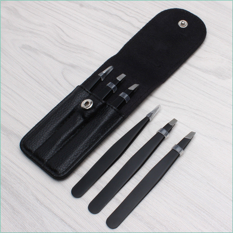 3PCs Eyebrow Tweezer, Black