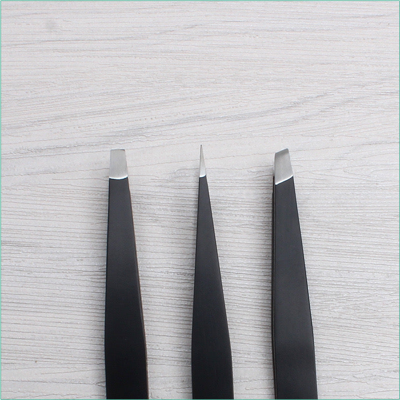 3PCs Eyebrow Tweezer, Black